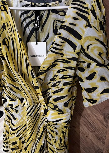 Nocturne Sarı Zebra Desenli Uzun Bohem Elbise - Görsel 7