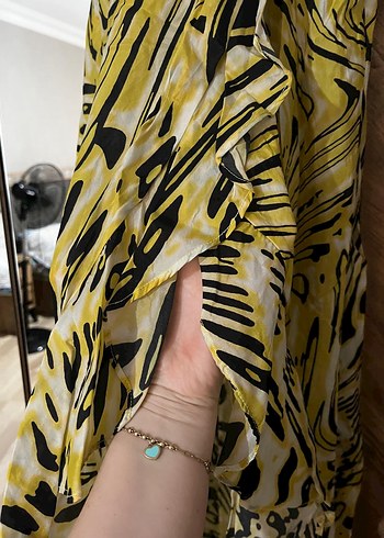 Nocturne Sarı Zebra Desenli Uzun Bohem Elbise - Görsel 9