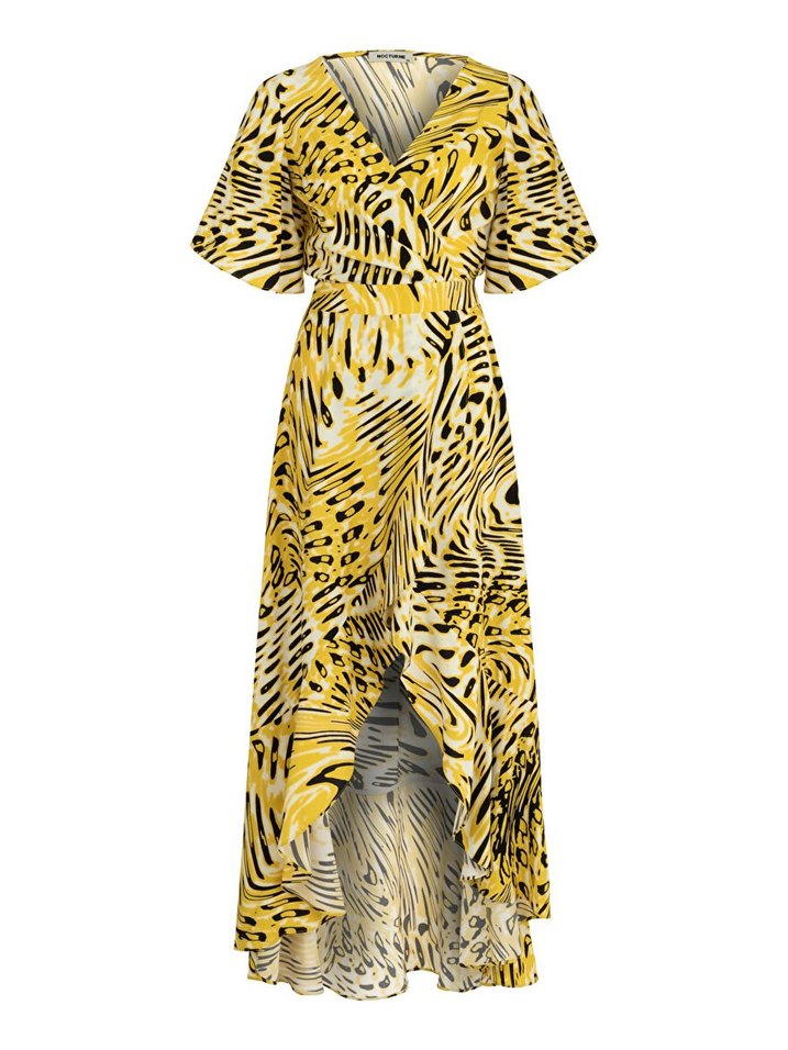 Nocturne Sarı Zebra Desenli Uzun Bohem Elbise - Görsel 2
