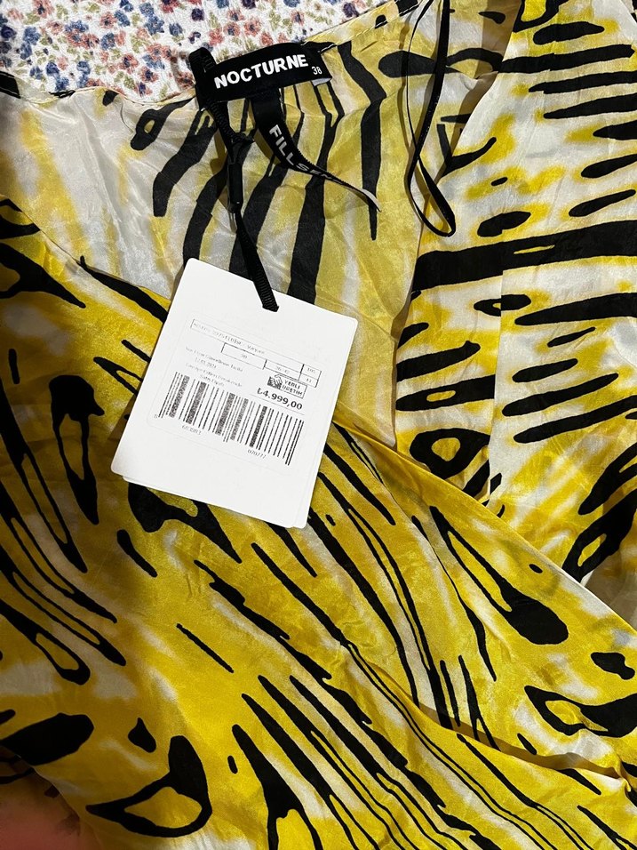 Nocturne Sarı Zebra Desenli Uzun Bohem Elbise - Görsel 4