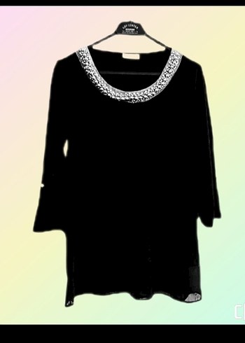 Busem collektion Boncuk İşlemeli Siyah Kadın Bluz - Görsel 2
