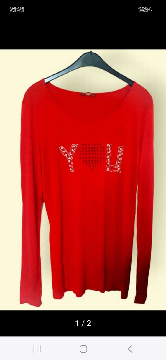 Kırmızı Kadın Bluz L - Görsel 2