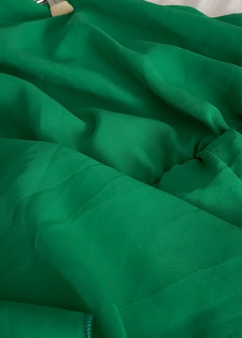 Yeşil Drapeli Uzun Straplez Elbise - Görsel 5