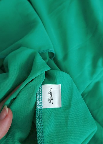 Yeşil Drapeli Uzun Straplez Elbise - Görsel 6