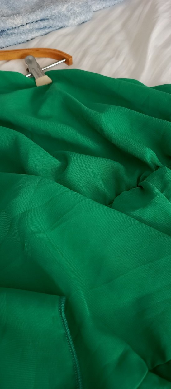 Yeşil Drapeli Uzun Straplez Elbise - Görsel 5