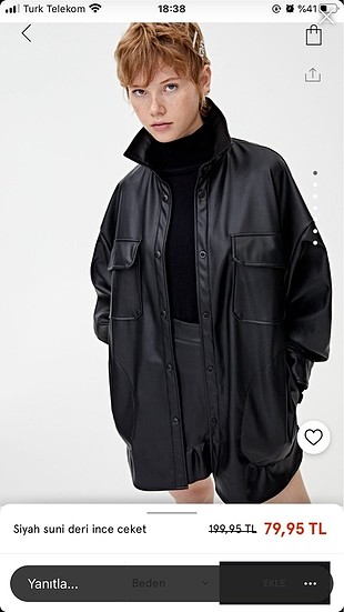 Pull and bear deri ceket oversize