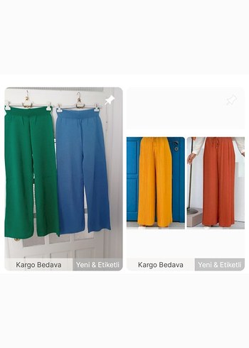 Sarı ve turuncu Piliseli Pantolon yeşil ve mavi triko pantolon
