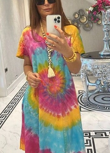 LC Waikiki Batik renk boyama desenli elbise