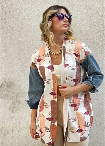 Jean kot detaylı italyan model hırka