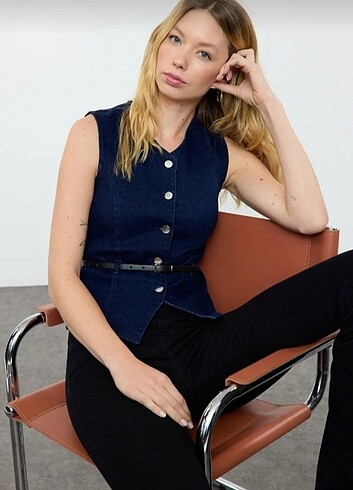 ipekyol Denim kemerli yelek