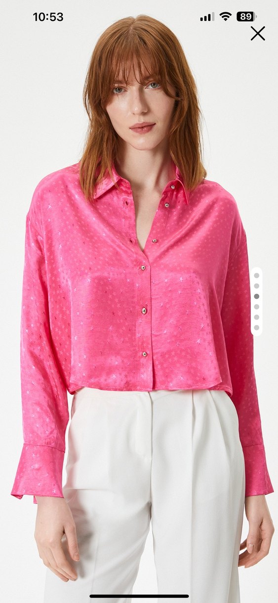 Pembe Düğmeli Uzun Kollu Kadın Gömlek - Görsel 2