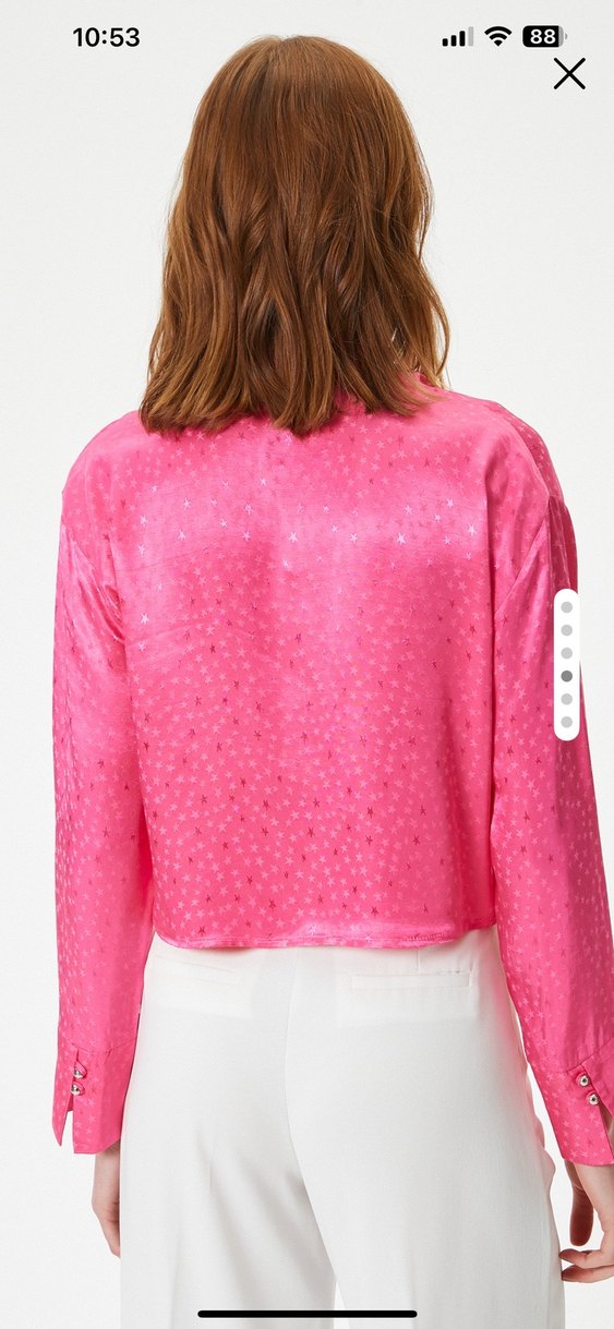 Pembe Düğmeli Uzun Kollu Kadın Gömlek - Görsel 3