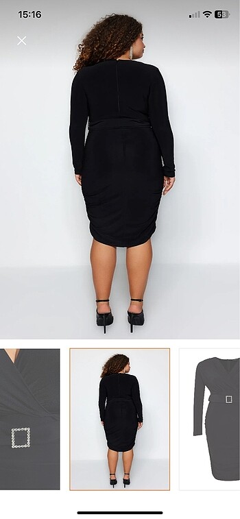 Siyah kemer detaylı şık abiye - Görsel 2