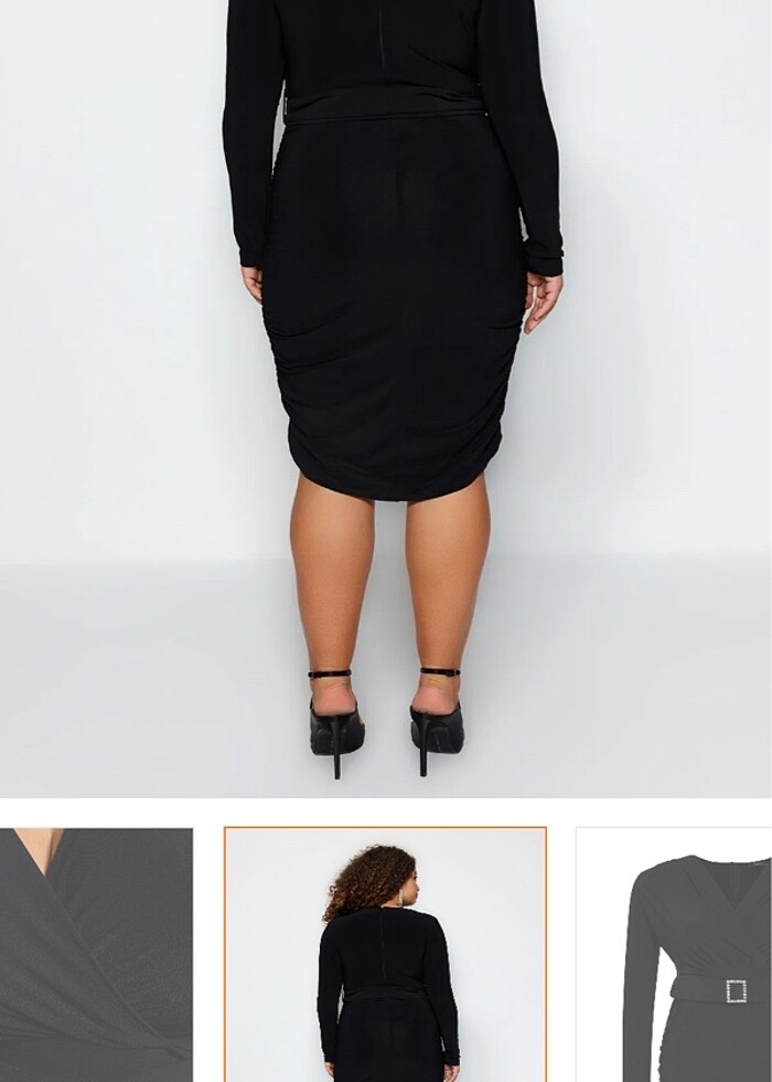 Siyah kemer detaylı şık abiye - Görsel 2