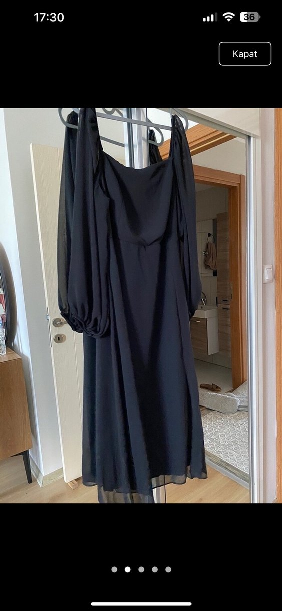 Trendyolmilla Curve Siyah Büyük Beden Kare Yaka Midi Elbise - Görsel 2