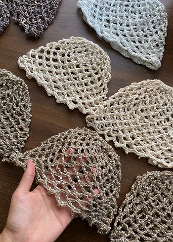 Bej Dantel Detaylı Örgü Bohem Saç Bandı - Görsel 2