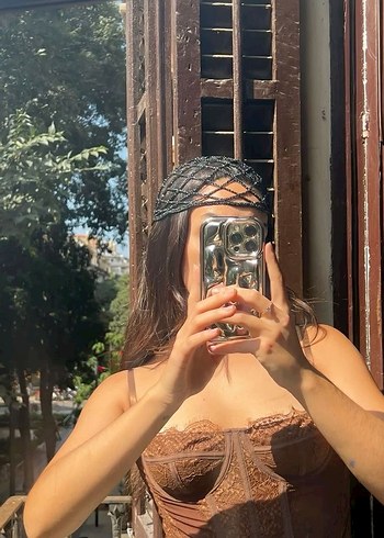 Bej Dantel Detaylı Örgü Bohem Saç Bandı - Görsel 3