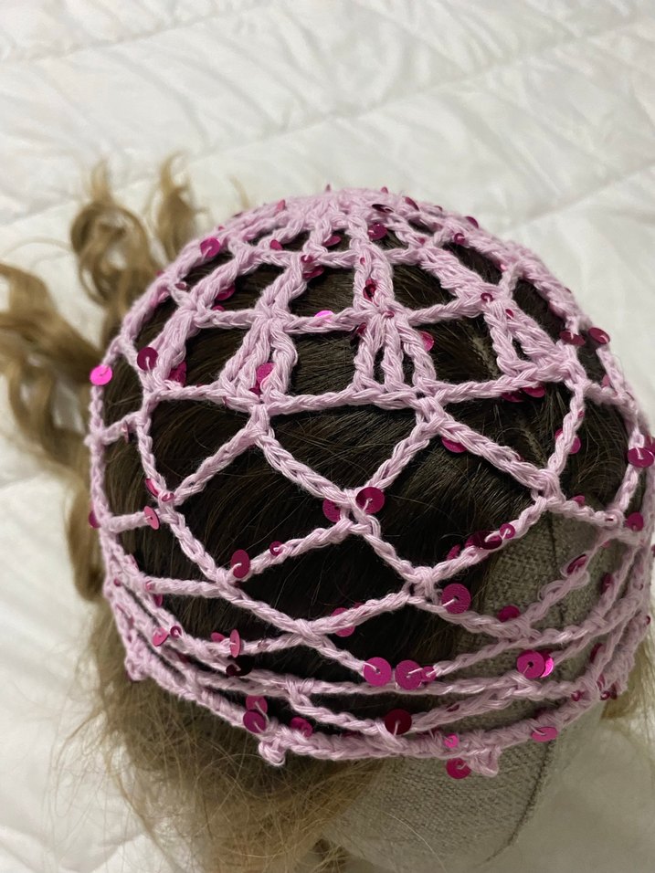Pulllu Dantel Detaylı Pembe Örgü Saç Aksesuarı - Görsel 3