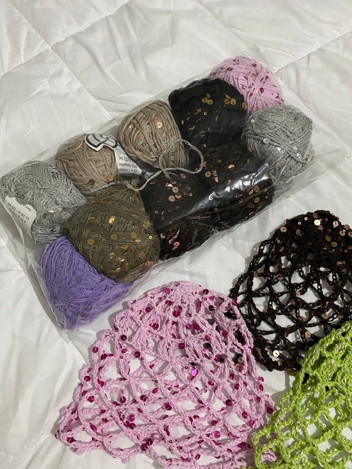 Kahverengi Boncuklu Örgü Vintage Saç Aksesuarı - Görsel 3