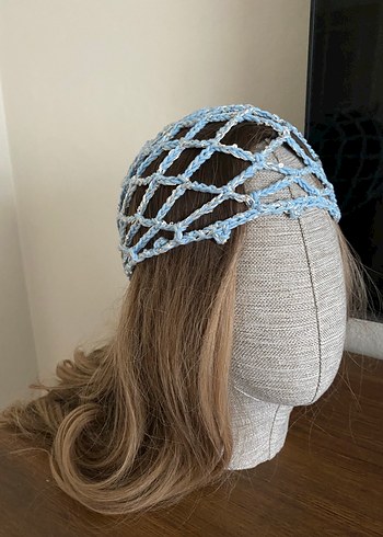 Mavi Örgü Dantel Saç Aksesuarı - Görsel 2