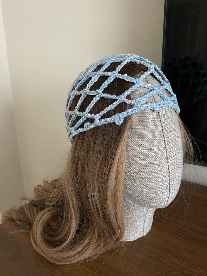 Mavi Örgü Dantel Saç Aksesuarı - Görsel 2