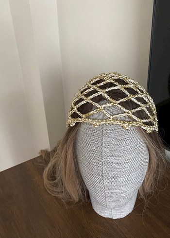 Parlak Bej Örgü Saç Aksesuarı - Görsel 3