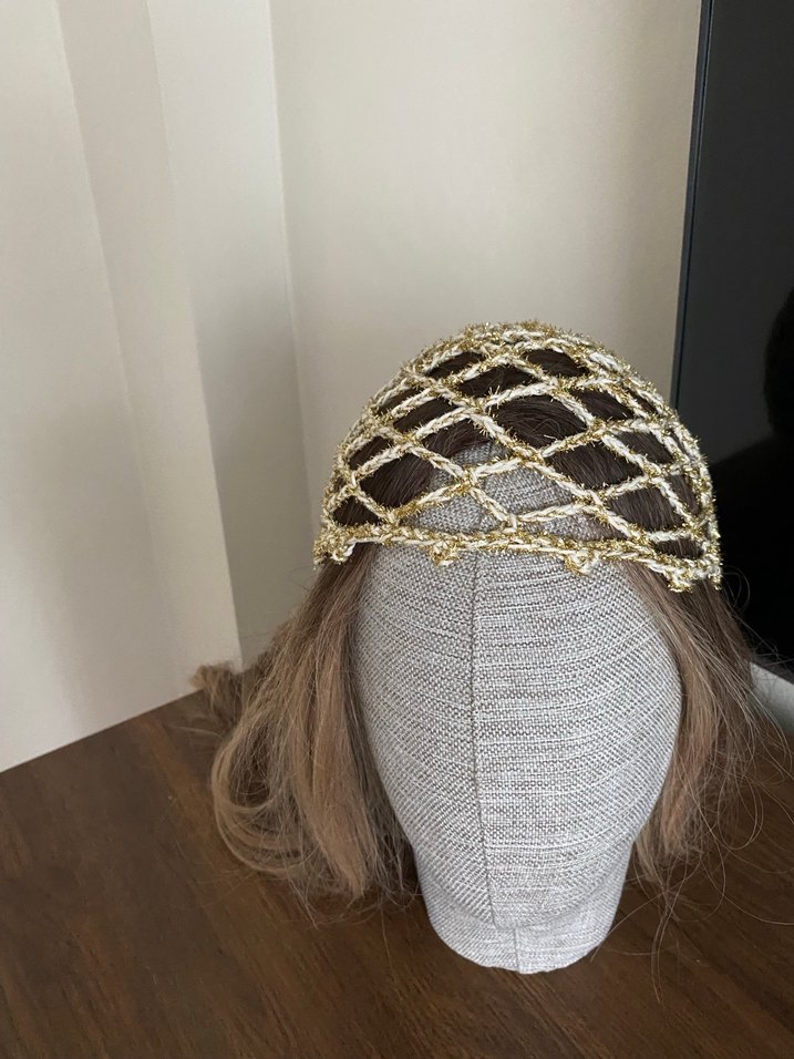 Parlak Bej Örgü Saç Aksesuarı - Görsel 3