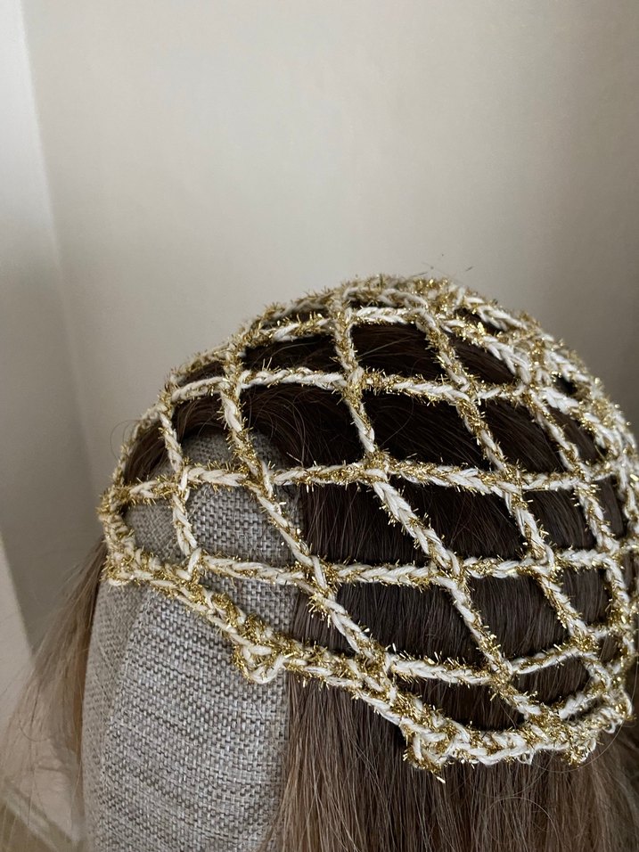 Parlak Bej Örgü Saç Aksesuarı - Görsel 4