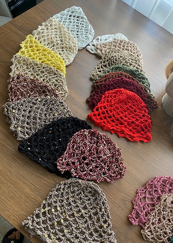 Kırmızı Örgü Bohem Saç Aksesuarı - Görsel 4