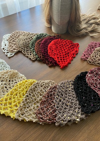 Kırmızı Örgü Bohem Saç Aksesuarı - Görsel 6