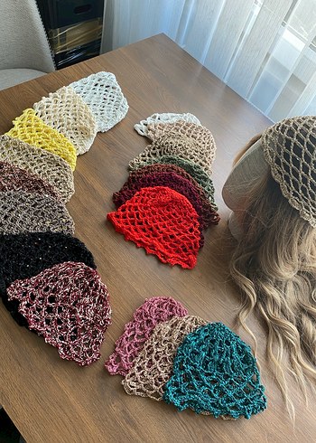 Kırmızı Örgü Bohem Saç Aksesuarı - Görsel 5