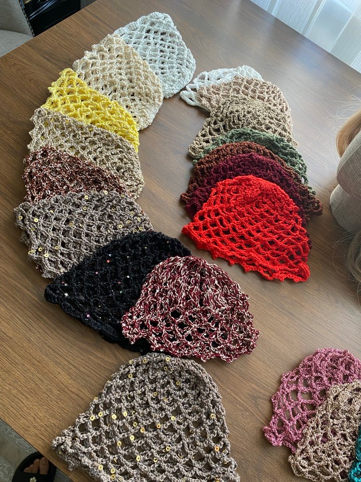 Kırmızı Örgü Bohem Saç Aksesuarı - Görsel 4