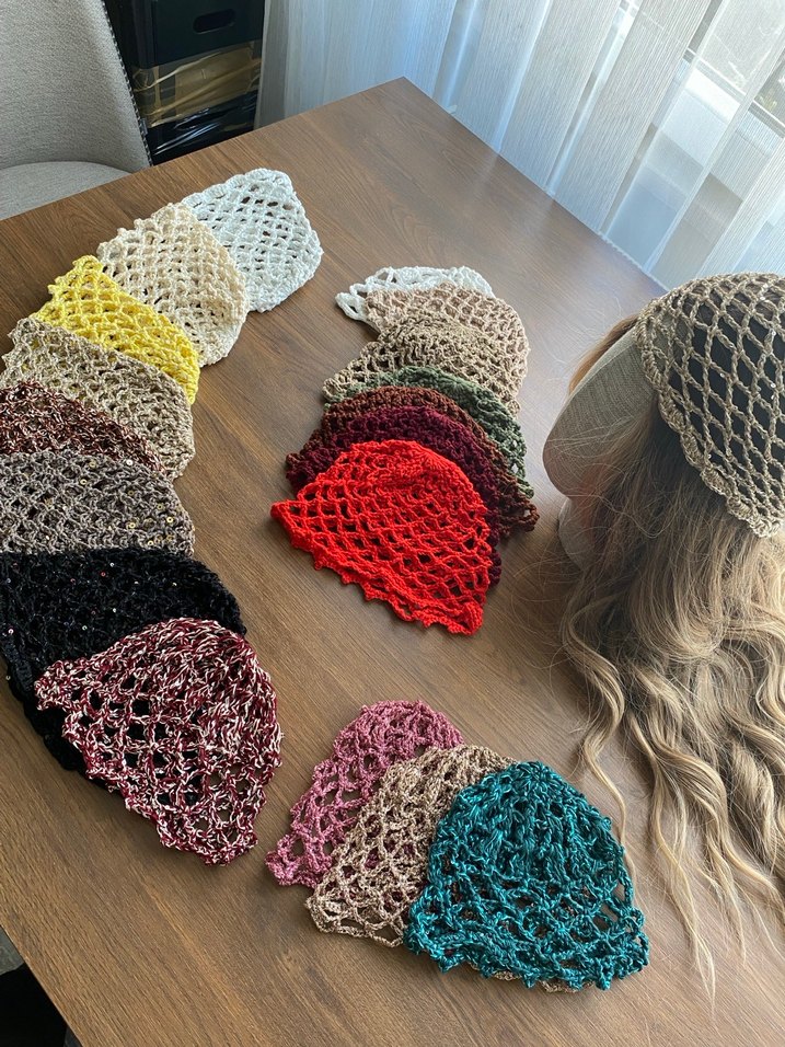 Kırmızı Örgü Bohem Saç Aksesuarı - Görsel 5