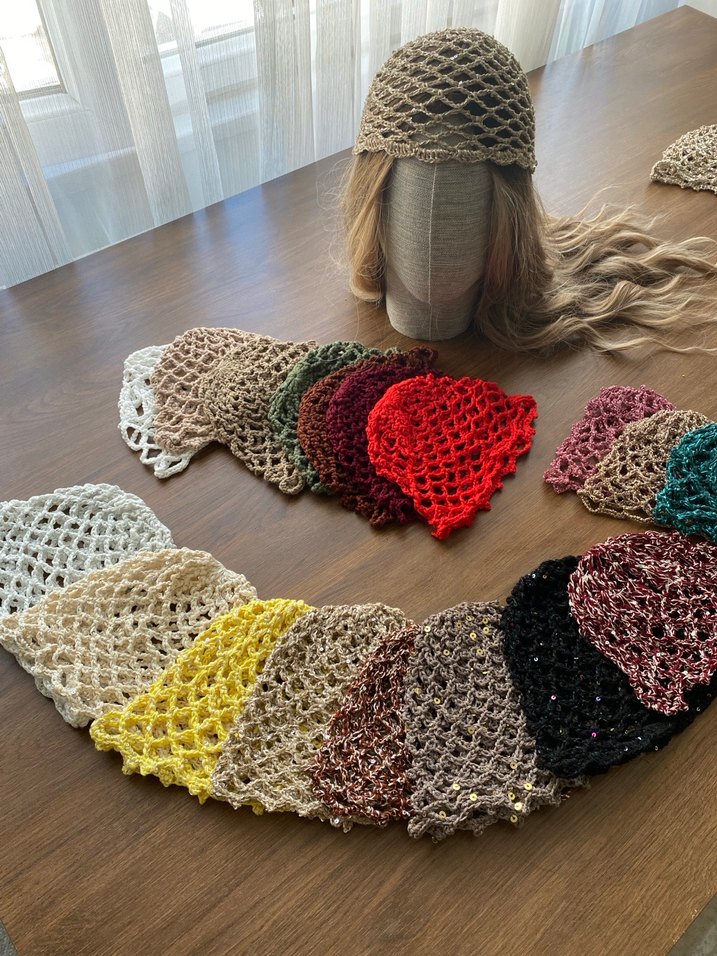 Kırmızı Örgü Bohem Saç Aksesuarı - Görsel 2