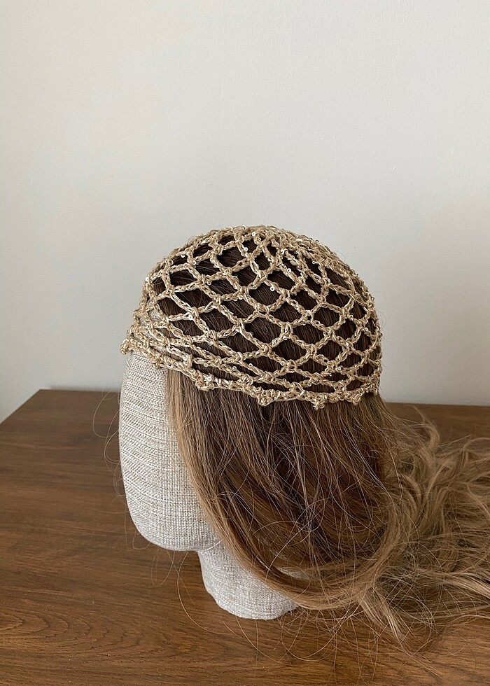 Bej pullu saç beresi - Görsel 3