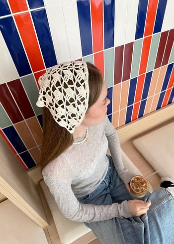 Trendyol & Milla Kırmızı Dantel Detaylı Örgü bandana