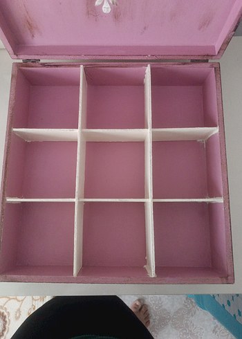 Çiçek ve Kelebek Temalı ahşap boyama takı kutusu - Görsel 5