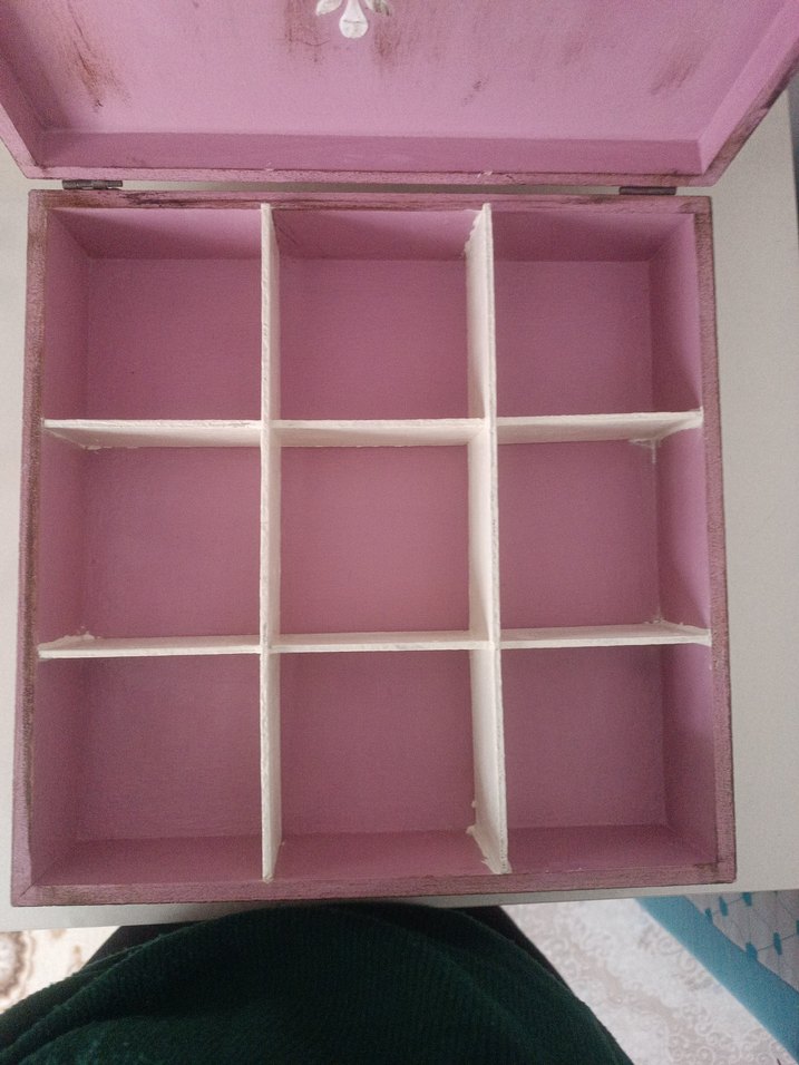 Çiçek ve Kelebek Temalı ahşap boyama takı kutusu - Görsel 3