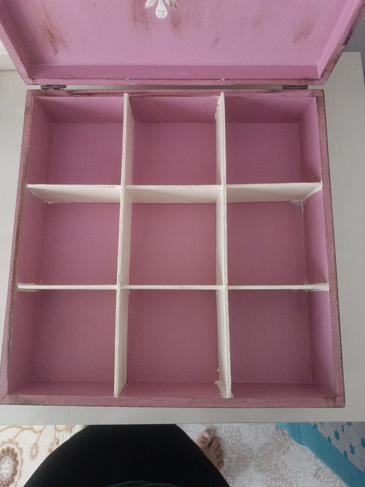 Çiçek ve Kelebek Temalı ahşap boyama takı kutusu - Görsel 5