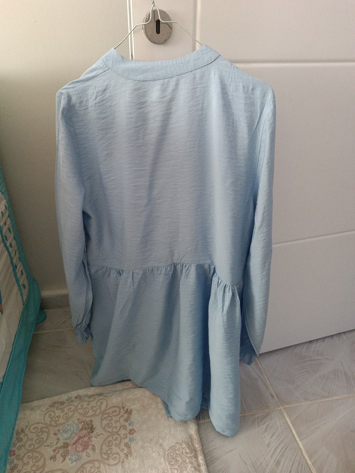 Mavi Düğmeli Hamile Tunik - Görsel 3