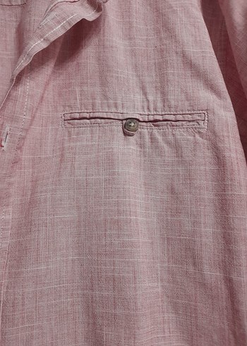 Lcwaikiki 2XL Pembe Keten Kısa Kollu Erkek Gömlek - Görsel 2