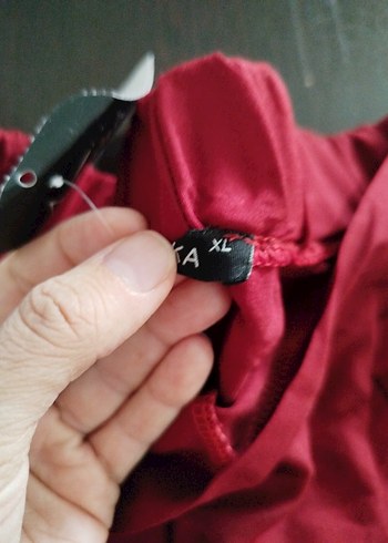 xl Beden Kadın Kırmızı Salaş Pilili Uzun Kumaş Pantolon