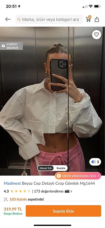 Beyaz crop gömlek