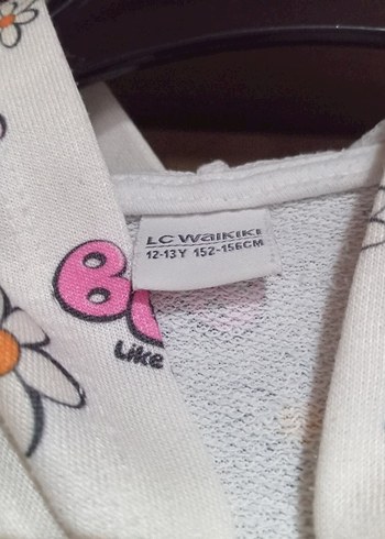 Beyaz Kapüşonlu Kız Çocuk Renkli Baskılı Sweatshirt - Görsel 3