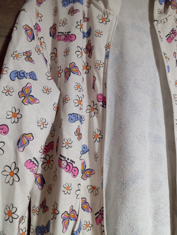 Beyaz Kapüşonlu Kız Çocuk Renkli Baskılı Sweatshirt - Görsel 2