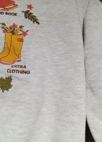 Kız Çocuk Gri Baskılı Sweatshirt - Görsel 4