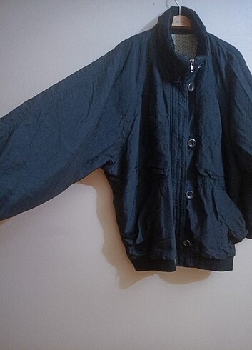 xl Beden siyah Renk Vintage krinkal mont