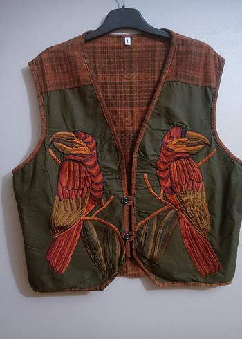 NAKIŞLI Vintage Bohem Nakışlı Düğmeli Kadın Yelek