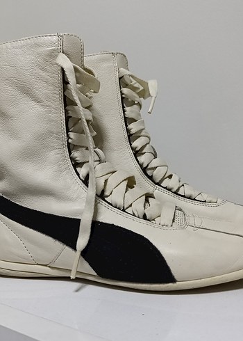 Puma Deri Retro Siyah Detayli Beyaz Deri Sneaker