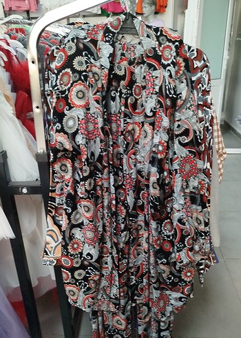 Uzun Desenli Bohem Kadın Kimono